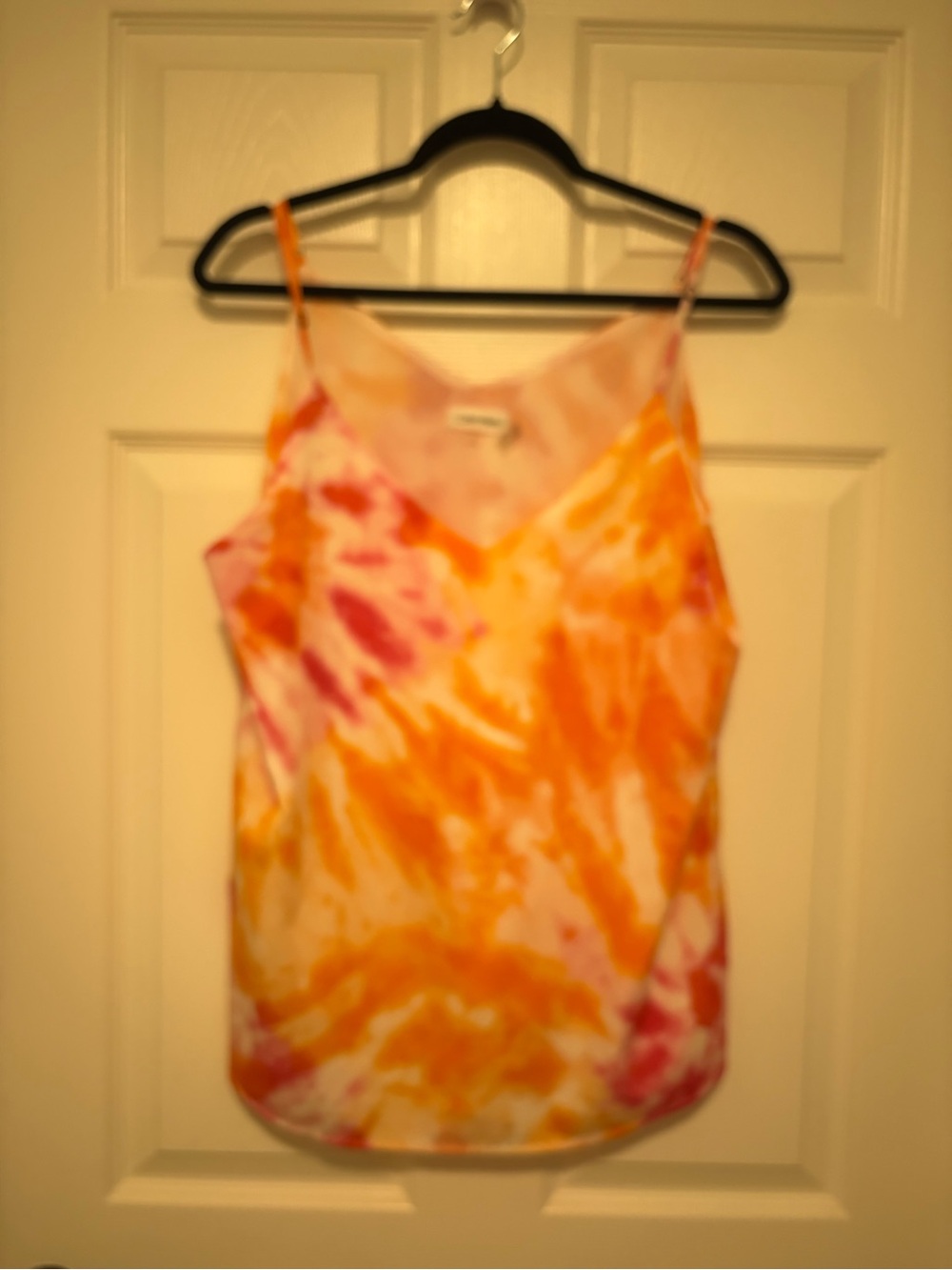 Calvin Klein Orange Pink Tie-Dye V-Neck Camisole Top